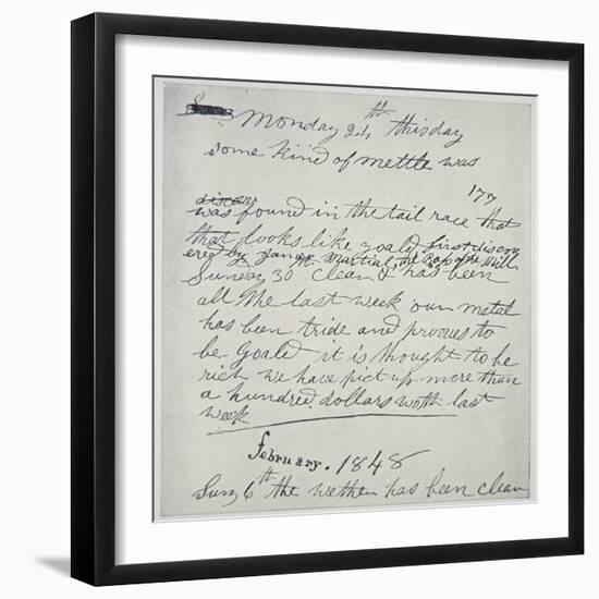 Diary Entry of Gold Prospector, 1848-American School-Framed Premium Giclee Print