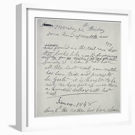 Diary Entry of Gold Prospector, 1848-American School-Framed Giclee Print