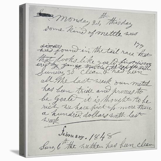 Diary Entry of Gold Prospector, 1848-American School-Stretched Canvas