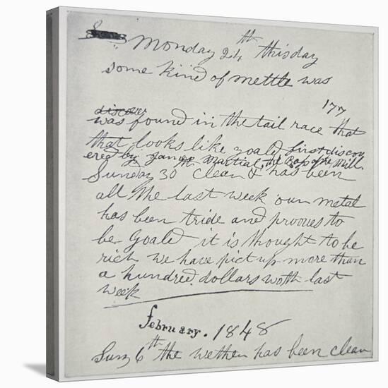 Diary Entry of Gold Prospector, 1848-American School-Stretched Canvas