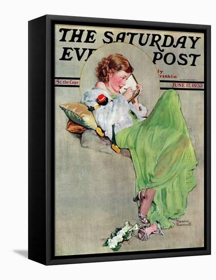 "Diary" Saturday Evening Post Cover, June 17,1933-Norman Rockwell-Framed Stretched Canvas