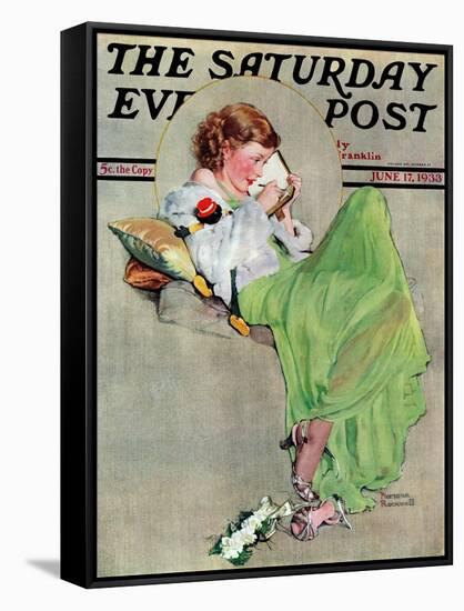 "Diary" Saturday Evening Post Cover, June 17,1933-Norman Rockwell-Framed Stretched Canvas