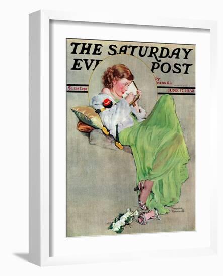 "Diary" Saturday Evening Post Cover, June 17,1933-Norman Rockwell-Framed Giclee Print