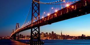 San Francisco Skyline and Bay Bridge at Sunset-California-Dibrova-Framed Art Print