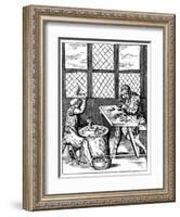 Dice Maker's Workshop, 16th Century-Jost Amman-Framed Giclee Print