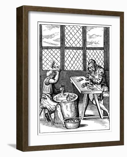 Dice Maker's Workshop, 16th Century-Jost Amman-Framed Giclee Print