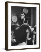 Dick Clark on His TV Show the "American Bandstand"-Paul Schutzer-Framed Premium Photographic Print