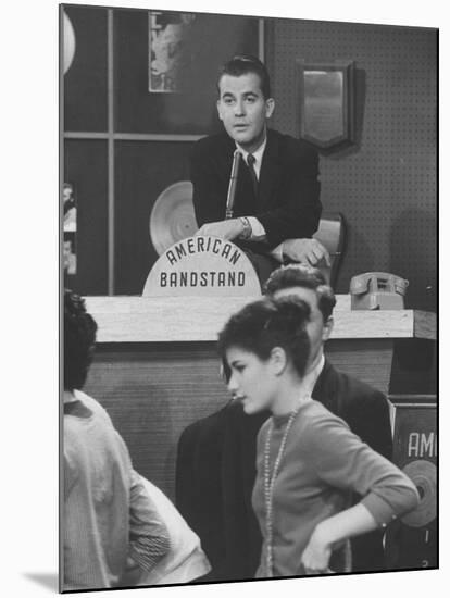 Dick Clark on His TV Show the "American Bandstand"-null-Mounted Premium Photographic Print