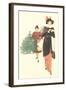 Dickens Couple Bringing Home Christmas Tree-null-Framed Art Print