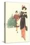 Dickens Couple Bringing Home Christmas Tree-null-Stretched Canvas