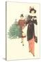 Dickens Couple Bringing Home Christmas Tree-null-Stretched Canvas