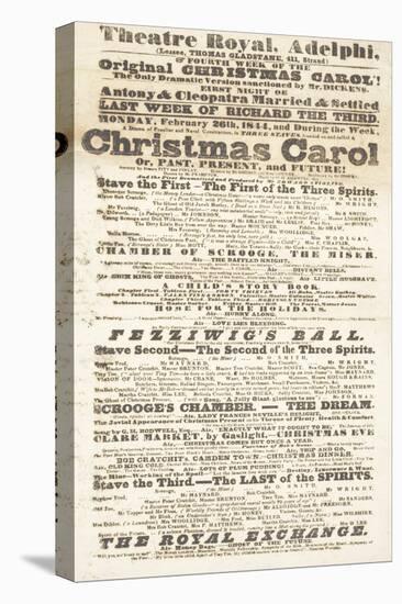 Dickens Playbill: 'A Christmas Carol' at Adelphi Theatre Royal, February 26th 1814-null-Stretched Canvas
