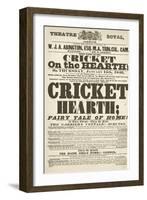 Dickens Playbill: 'The Cricket on the Hearth' at Theatre Royal, Derby, January 15th, 1846-null-Framed Giclee Print