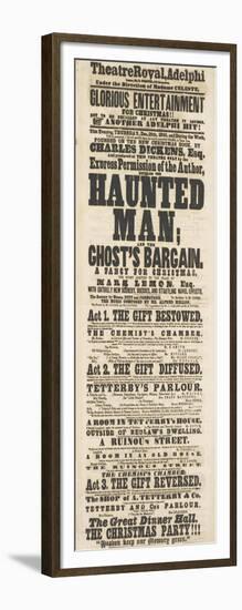 Dickens Playbill: 'The Haunted Man', at Adelphi Theatre Royal, 28th December 1848-null-Framed Giclee Print