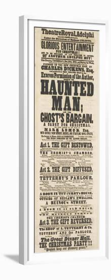 Dickens Playbill: 'The Haunted Man', at Adelphi Theatre Royal, 28th December 1848-null-Framed Giclee Print