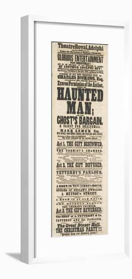 Dickens Playbill: 'The Haunted Man', at Adelphi Theatre Royal, 28th December 1848-null-Framed Giclee Print