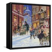 Dickensian Christmas Scene-Angus Mcbride-Framed Stretched Canvas