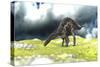 Dicraeosaurus Grazing an Open Field-null-Stretched Canvas