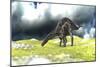 Dicraeosaurus Grazing an Open Field-null-Mounted Art Print