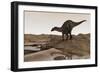 Dicraeosaurus on Desert Terrain-Stocktrek Images-Framed Art Print