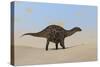 Dicraeosaurus Walking across a Barren Landscape-null-Stretched Canvas