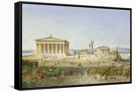 Die Akropolis Von Athen Zur Zeit des Perikles 444 V.Chr, 1851-Ludwig Lange-Framed Stretched Canvas