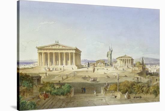 Die Akropolis Von Athen Zur Zeit des Perikles 444 V.Chr, 1851-Ludwig Lange-Stretched Canvas