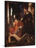 Die Hl, Irene Pflegt Den Hl, Sebastian-Georges de La Tour-Stretched Canvas