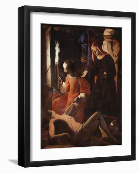 Die Hl, Irene Pflegt Den Hl, Sebastian-Georges de La Tour-Framed Giclee Print