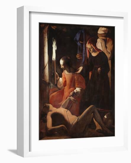 Die Hl, Irene Pflegt Den Hl, Sebastian-Georges de La Tour-Framed Giclee Print