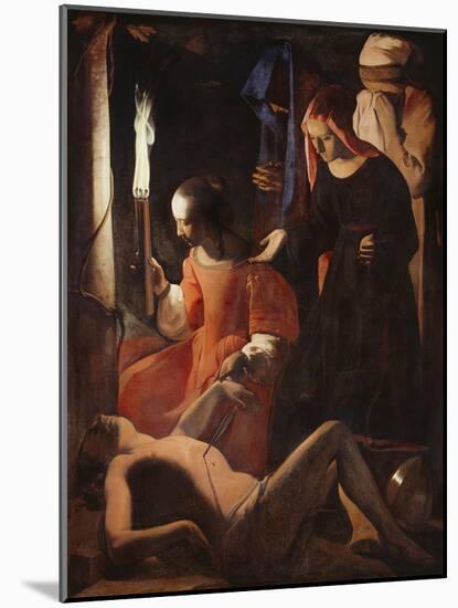 Die Hl, Irene Pflegt Den Hl, Sebastian-Georges de La Tour-Mounted Giclee Print