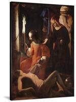 Die Hl, Irene Pflegt Den Hl, Sebastian-Georges de La Tour-Stretched Canvas