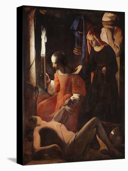 Die Hl, Irene Pflegt Den Hl, Sebastian-Georges de La Tour-Stretched Canvas