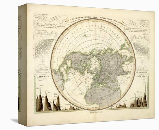 Die Isothermkurven Der Nordlichen Halbkugel, c.1838-Heinrich Berghaus-Stretched Canvas