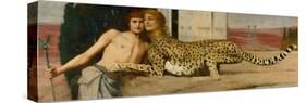 Die Kunst / Die Sphinx (Des caresses). Oil on canvas (1896) 50.5 x 151 cm.-Fernand Khnopff-Stretched Canvas