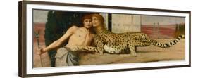 Die Kunst / Die Sphinx (Des caresses). Oil on canvas (1896) 50.5 x 151 cm.-Fernand Khnopff-Framed Premium Giclee Print