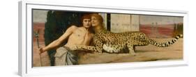 Die Kunst / Die Sphinx (Des caresses). Oil on canvas (1896) 50.5 x 151 cm.-Fernand Khnopff-Framed Premium Giclee Print