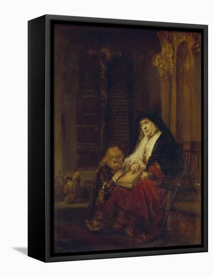 Die Prophetin Hannah Im Tempel, Samuels Gebet Abhoerend, 16(50)-Rembrandt van Rijn-Framed Stretched Canvas