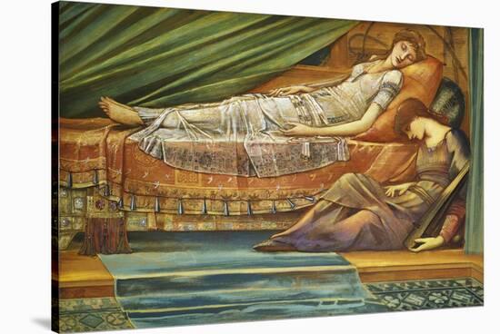 Die schlafende Prinzessin (The Sleeping Princess). Um 1886-88-Edward Burne-Jones-Stretched Canvas