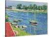 Die Seine bei Argenteuil, Boote vor Anker. La Seine a Argenteuil, bateaux au mouillage. 1883-Gustave Caillebotte-Stretched Canvas