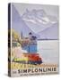 Die Simplonlinie an Den Gestaden Des Genfersees', Poster Advertising Rail Travel around Lake Geneva-Emil Cardinaux-Stretched Canvas