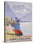 Die Simplonlinie an Den Gestaden Des Genfersees', Poster Advertising Rail Travel around Lake Geneva-Emil Cardinaux-Stretched Canvas