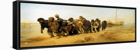 Die Wolgatreidler, 1870/73-Ilya Efimovich Repin-Framed Stretched Canvas
