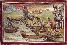 Indians Building Boats under Supervision of Spanish Taken from History of Indies-Diego Duran-Giclee Print