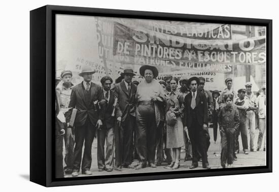 Diego Rivera and Frida Kahlo in the May Day Parade, Mexico City, 1st May 1929-Tina Modotti-Framed Stretched Canvas