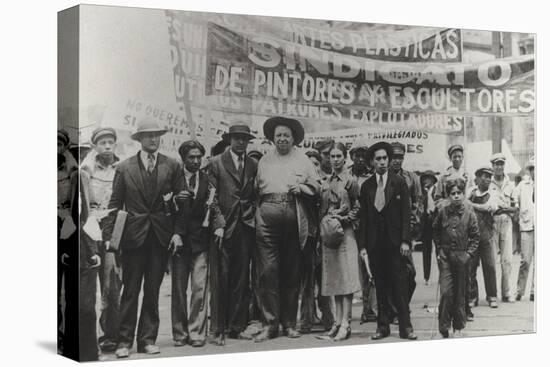 Diego Rivera and Frida Kahlo in the May Day Parade, Mexico City, 1st May 1929-Tina Modotti-Stretched Canvas