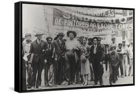 Diego Rivera and Frida Kahlo in the May Day Parade, Mexico City, 1st May 1929-Tina Modotti-Framed Stretched Canvas