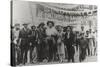 Diego Rivera and Frida Kahlo in the May Day Parade, Mexico City, 1st May 1929-Tina Modotti-Stretched Canvas