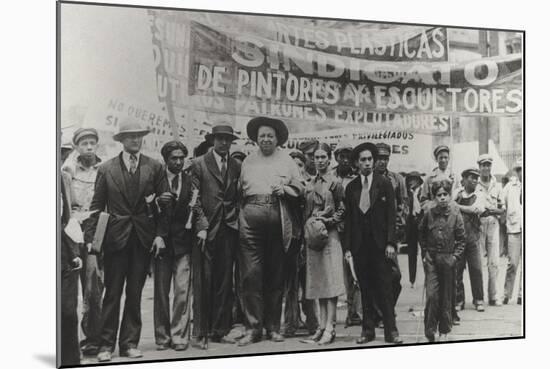 Diego Rivera and Frida Kahlo in the May Day Parade, Mexico City, 1st May 1929-Tina Modotti-Mounted Photographic Print