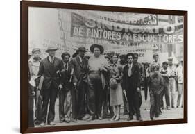 Diego Rivera and Frida Kahlo in the May Day Parade, Mexico City, 1st May 1929-Tina Modotti-Framed Photographic Print